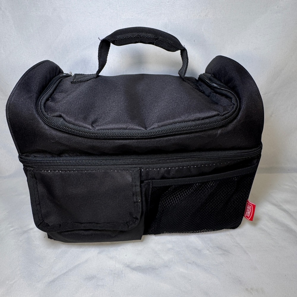 Thermos Insulated Lunch Box Bag Black Adjustable Shoulder Strap Pockets WX210506